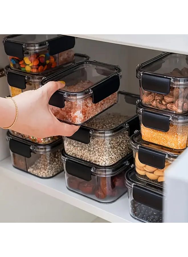 Black 16 Pieces Food Storage Containers Set 8 Boxes 8 Seals Dishwasher Safe - Image 1